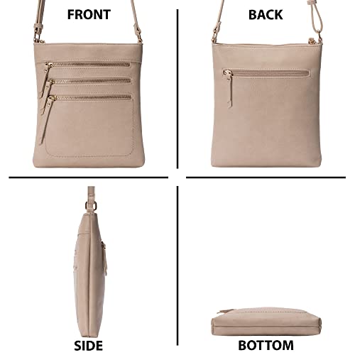 Image of Solene Crossbody Bag Functional Multi Pocket Messenger Purse Top Zip Closure Shoulder Handbag With Adjustable Strap