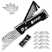 Produktbild BIBURY Cuttermesser, Portabel Teppichmesser, Faltbares Universalmesser mit 15 Extra SK5 Edelstahlklingen und Klingenaufbewahrung, Universal-Klappmesser Metall für Teppich, Karton und Tapeten