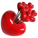 ABOOFAN Tenedores Pequeños para Aperitivos con Soporte Forma de Corazón Tenedores Inoxidable para Frutas Postres y Pasteles Utensilios Portátiles para Hogar