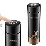 Decdeal Termo de acero inoxidable, 500 ml, con indicador de temperatura, botella inteligente para casa, oficina, deporte, senderismo