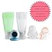 Leak Proof Travel Bottles Double Suction 3oz, TSA Approved Set – Perfect for Shampoo, Conditioner, Lotion, Cream – Soft Squeeze Durable Silicon Bottle – 4 Bottles & 1 Cream Jar