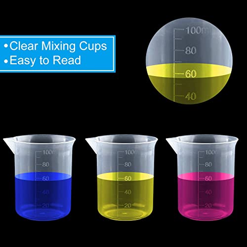 Image of 4 Pcs 100ml /3.4oz Plastic Measuring Cups for Liquids, Clear Small Plastic Measuring Cup,100ml Lab Graduated Beaker, Multipurpose Reusable Mixing Cups for Kitchen Cooking Medicine Measure Tool