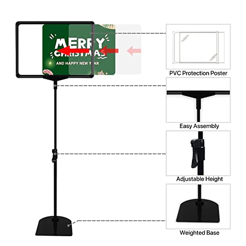 Sign Holder, Sign Stand With Adjustable Height Snap Open, Reusable Sign Holder 8.5 X 11 Inch, Sign Stands For Display Advertising Business Menu Flyer Signage, Vertical And Horizontal View Sign Holder Stand (Black, 2 Pack) #TOP1