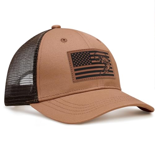 Image of Fishing Gifts for Men American Flag Trucker Hat Mens Fathers Day Christmas Birthday Gifts Fishing Hat for Dad
