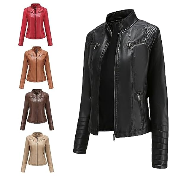 Adhdyuud Vrouwen Casual Faux Lederen Jas Jas Herfst Klinknagel Lange Mouw Solid Rits Biker Uitloper