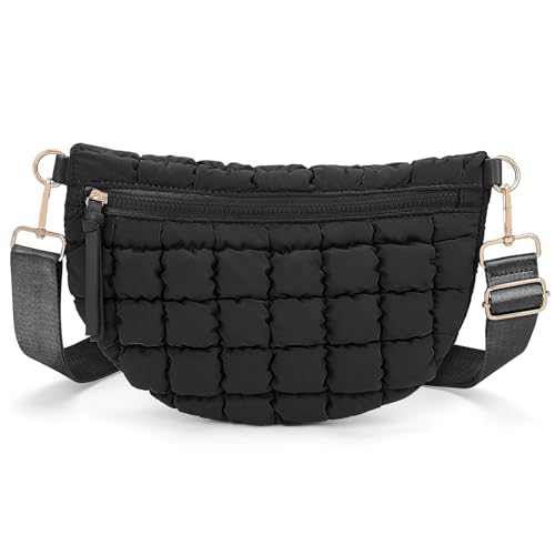 Quilted Crossbody Bags for Women Bum Bag Puffer Sling Bag Nylon Crossbody Purse