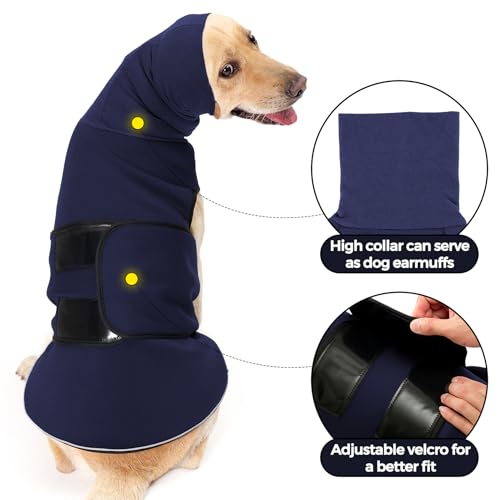 HEYWEAN Dog Anxiety Jacket with Calming Hood and Ear Cover - Reflective Strips for Thunder Fireworks, Travel & Separation Anxiety - Image 4