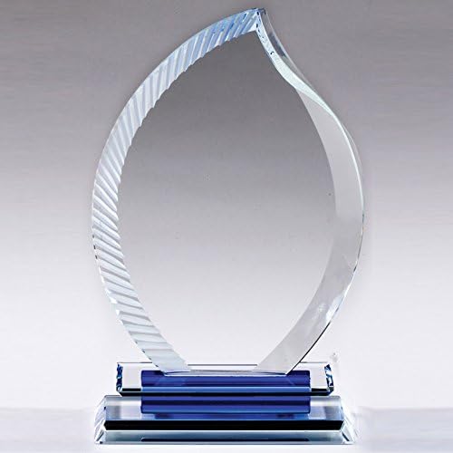SHOP AWARDS AND GIFTS Personalized Optical Crystal Blue Flame Award Trophy, Work and Business Achievement, Customizable Corporate Gifts, 8 Inch