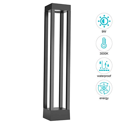LED Borne Lumineuse Exterieur 9W 3000K IP65 LED Eclairage Exterieur,Poteau Éclairage de Pelouse,Lampe Jardin,LED Poteau de jardin COB/Patio/jardin/chemin/Pelouse/Allée/Yard
