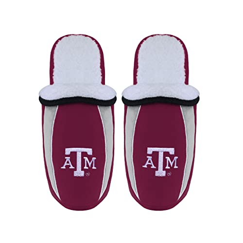 Image of FOCO mens NCAA College Team Logo Sherpa Moccasin Slippers