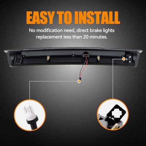 Image of Third 3rd Brake Light LED for 1999-2004 Ford Mustang, High Mount Rear Brake Lights Assembly for 99-04 Mustang, Waterproof Center Cab Lamp Stop Light