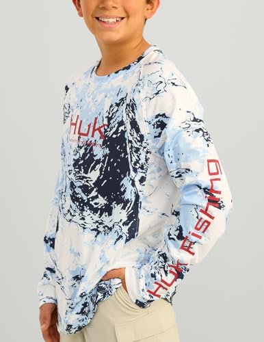 Image of HUK Kids Pursuit Pattern Long Sleeve Shirt, Fishing Shirt for Kids