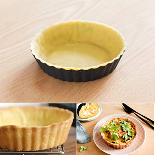 Hmin Mini Tart Pans, Nonstick Quiche Pan Removable Bottom Tart Pan Set Of 6 (Round 5-Inch) #TOP4