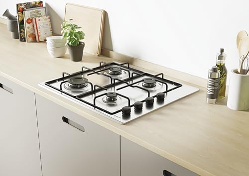 Candy Piano Cottura a Gas 4 Fuochi, Incasso, Inox, Griglie Smaltate Lavabili, Sicurezza Gas, Manopole Laterali, 59,5 x 51 x 0,8 cm (L x P x H) - CHW6LBX - Immagine 5