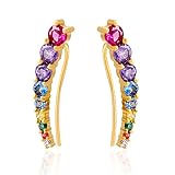 Crawler Earring for Women, Climber Earrings 9 Crystals Ear Cuffs Hypoallergenic Earrings Hoop Cartil