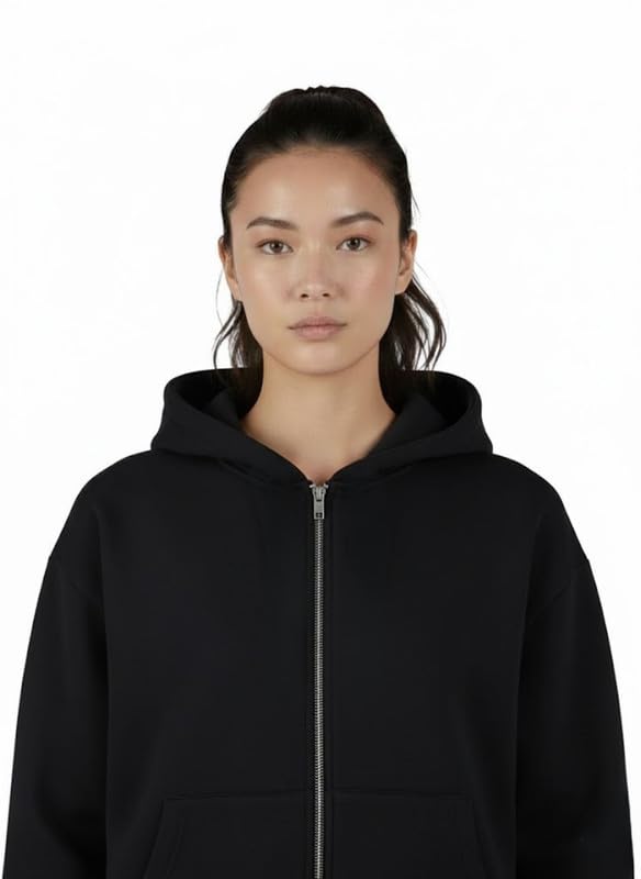 Solid Daily & Casual Wear Oversized Fit Zipper Hoodie for Women-image-32