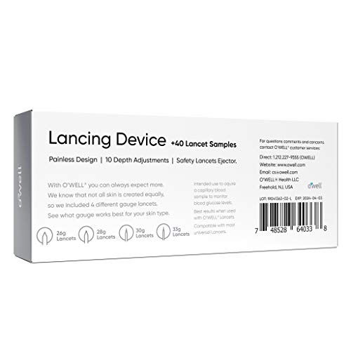 O’Well Painless Design Lancing Device + 40 Twist Top Lancets for Blood Glucose & Keto Testing | Lancing Kit Includes: 1 Adjustable Lancing Device + 10 of 26g, 28g, 30g & 33g Lancets (40 Lancets) - Thumbnail 2
