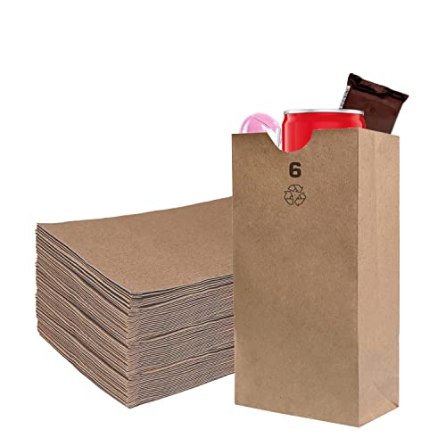 Ecoquality 500 Brown Kraft Paper Bag (6 Lb) Small - Paper Lunch Bags, Small Snacks, Gift Bags, Grocery, Merchandise, Party Bags (11 X 6 X 3.5 In.) (6 Pound Capacity) #TOP10