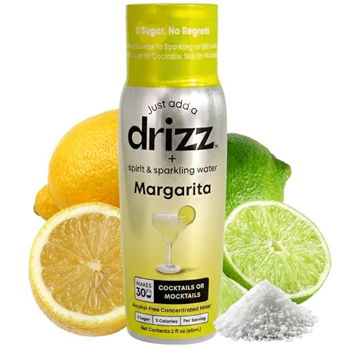 Drizz Margarita Mixer Drops - 1 Pack, Makes 30 Drinks - Skinny Margarita Mix Alternative - Pocket-Sized Cocktail & Mocktail Mix, Just Add Tequila & Water - Zero Sugar, Low Cal, Made in USA
