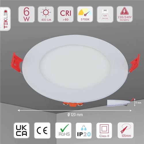 TEKLED LED Round Recessed Ceiling Light, 5700k Daylight - Image 2