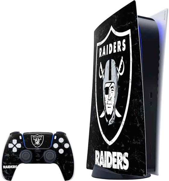Skinit Decal Gaming Skin Compatible with PS5 Digital Edition Bundle - Officially Licensed NFL Las Vegas Raiders Large Logo Design