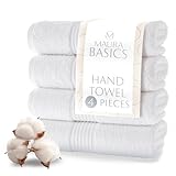 MAURA Basics Hand Towels for Bathroom with Hanging Hook Loops. Soft, Durable, Long Lasting and Absorbent Hand Towel Sets for Bathroom, American Standard Size 16'x28', White