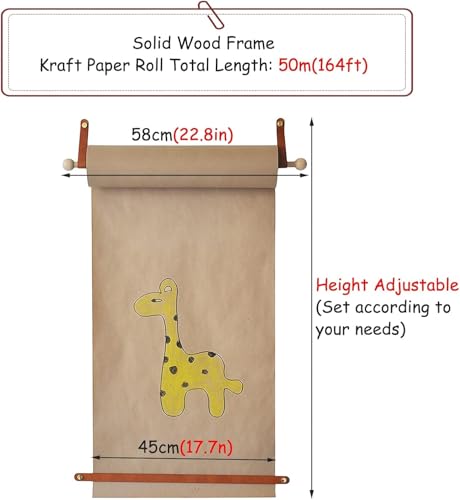 Distributeur de papier kraft mural en bois de 45 cm pour affichage