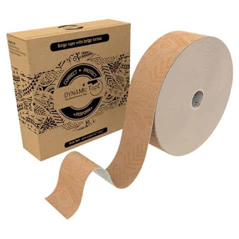Dynamic Tape | Biomechanical Adhesive Tape | Physio Tape for Knee, Ankle, Shoulder, Leg, Muscle Support | Sports Tape for Football, Rugby, and More - Ideal for Athletes | Beige 2" x 101 ft Roll Cover