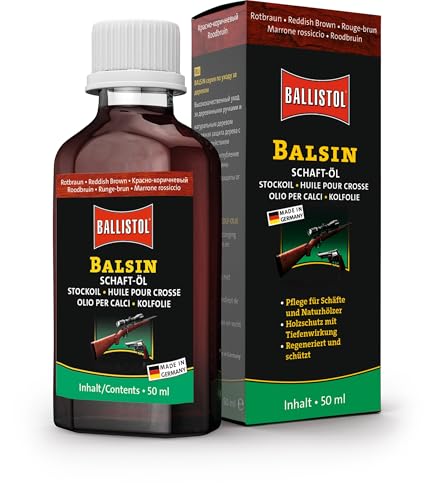 BALLISTOL 23060 Balsin Schaft-Öl rotbraun 50ml Flasche - Holzschutz gegen Regen, Nässe, Fäulnis und Schimmel