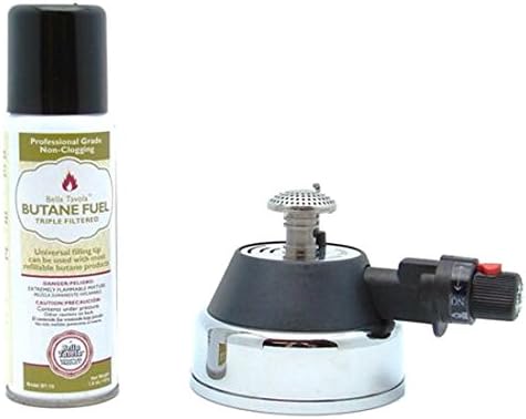 Bella Tavola Burner,Butane Fondue Chafing Burner & Butane Fuel Combo Pack, Silver