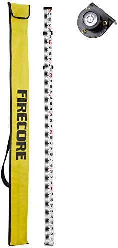 Firecore 9-Foot Aluminum Grade Rod - 10ths, 3 Sections Telescopic with Bubble Level-FLR300B