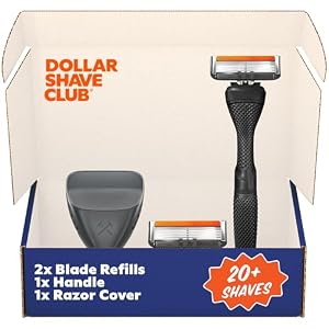 Dollar Shave Club | The Guest Pass Shave Set | 2 Extra Close Refill Cartridges, 1 Handle (Black), 1 Razor Cover