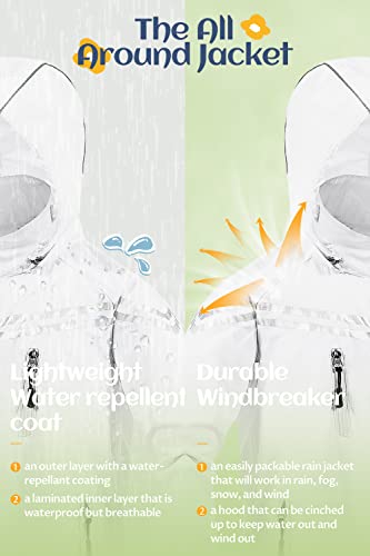 Image of CREATMO US Boys Girls Rain Coat Kids Reflective Cycling Jacket Waterproof Packable Children Windbreaker With Removable Hood