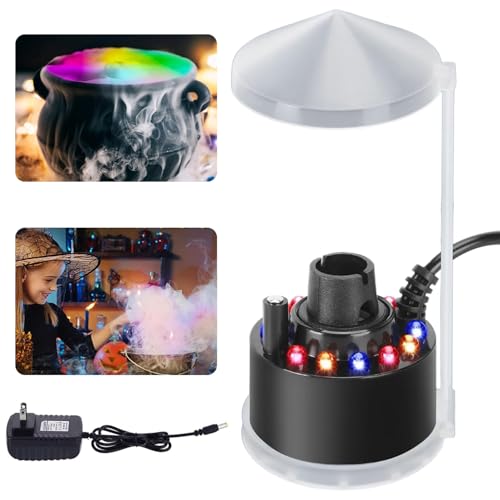 Ultrasonic fog maker, nebulizzatore a ultrasuoni, 12 LED che cambiano colore, dispositivo per nebbia a ultrasuoni, per Halloween Pumpkin e strega, fontana/stagno/nebbia nebulizzatore