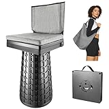 Upgraded Collapsible Stool with Backrest & Extra Thick Cushion,1000lbs Max Weight,Heavy Duty Portable Folding Outdoor Chair with Dual Storage Pockets,Telescoping Seat for Camping,Fishing & Travel,Yard