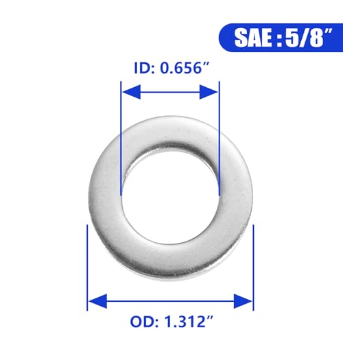 Image of 5 /8 inch x 1.312 inchOD Flat Washer, 316 Stainless Steel Flat Washers, 10PCS