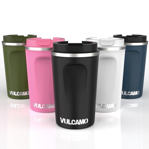 Termo Cafe 380ml/13oz -Taza Termica Sin BPA Vaso Termico Acero Inoxidable Taza Cafe Llevar Antigoteo Vaso Termo Cafe Para Llevar Taza Cafe o Taza Te Frio o Caliente Taza Termo Cafe Travel Mug (Negro)