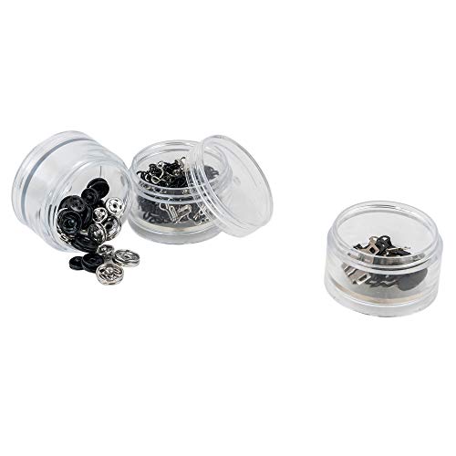 Singer 07400 Fastener Variety-Pack In Stackable Screw Top Container - 48 Hook & Eyes, 24 Sew-On Snaps, 6 Hook & Bars , Black #TOP4