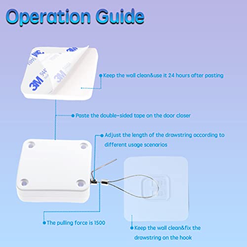 Punch-Free Automatic Sensor Door Closer, Multifunctional Automatic Door Closer, Residential Commercial Auto Door Closer With Drawstring, Closer Door For Internal, Home, Storm (1 Pack) (1Pack, White) #TOP3