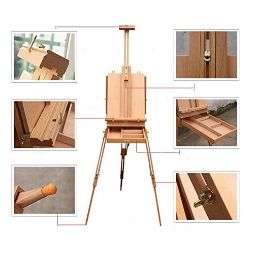 ERoomQ Portable Wooden Easel Folding Beechwood Triangular Floor Stand Adjustable Easel for Outdoor Sketching, Advertising Useful Display (Wood Color)