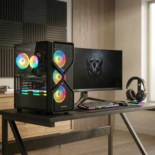 Image of STGAubron Gaming PC Desktop Computer, Intel Core i7 up to 3.9G, Radeon RX 5700XT 8G, 32GB RAM, 1TB SSD, WiFi 6, BT 5.0, RGB Fan x 4, Windows 11 Home
