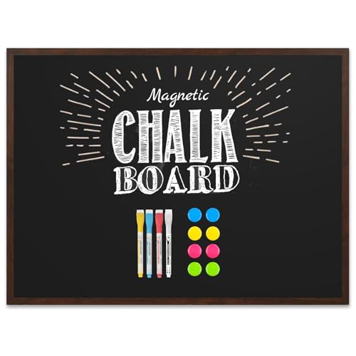 DOLLAR BOSS Pizarra magnética de 88 x 118 cm, pizarra magnética con borde retro, 4 tizas, 8 imanes, para bodas, cocina, bar, restaurante, menú para el hogar