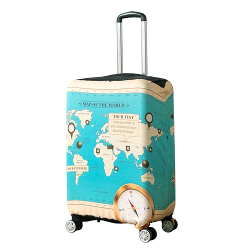 HOKIPO Suitcase Covers for Trolley Suitcase, 220gsm Durable and Washable, Large (26-27inch) - Adventure Atlas (AR-6345-D1)