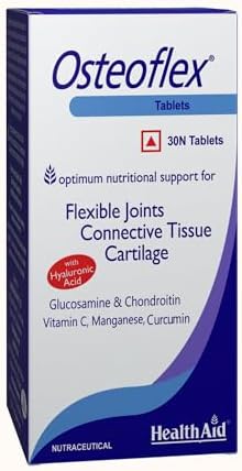 HealthAid Osteoflex with Hyaluronic Acid, Glucosamine & Chondroitin โ 30 Tablets | With Vitamin C, Manganese & Curcumin | Joint Care Supplement for Cartilage, Connective Tissue & Flexibility