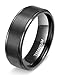 TIGRADE 8MM Comfort Fit Titanium Wedding Band | Engagement Ring with Black Plated and Brushed Top finish | Grooved Polished Edges(9.5)