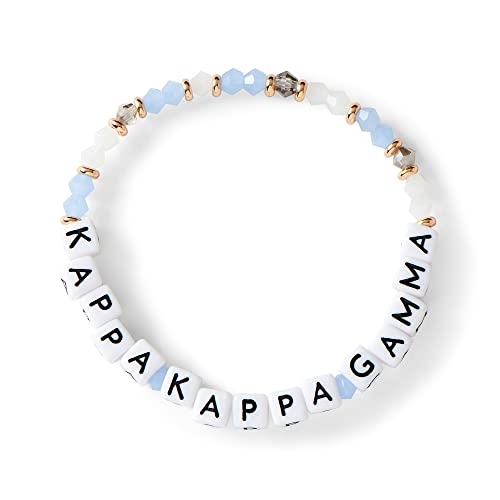 Sorority Shop Kappa Kappa Gamma Bracelet — Glass Bead Bracelet with KKG Name Beads and 18K Gold Accent Beads, Greek Sorority Jewelry for Big Little Sorority Gifts