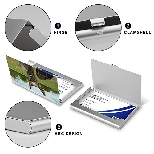 Niapessel Business Card Holder, Brown Furry Donkey Print Pocket Slim Portable Metal Business Card Case for Women Men, 3.7X2.2X0.3 Inch4