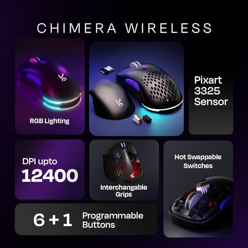 Image of Kreo Chimera RGB USB Wired Gaming Mouse with Hot-swappable Switches and 7 Programmable Buttons | Swappable Shells and Switches Included | Adjustable DPI Upto 12400 | Durable Gaming Mouse