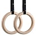 femor Gym Rings, Wood Gymnastic Rings with Adjustable Straps, Heavy Duty Gym Equipment for Cross-Training Workout, Strength Training, Gymnastics, Fitness, Pull Ups and Dips (Set of 2)