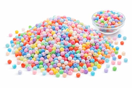 Image of ambitieux Bracelet Making Craft Kit 12 Types Of Colorful 400+ Pcs Of Plastic Beads With Elastic -(Colorfull With 8 Mm) (6 MMMatt Beads),Multi Color